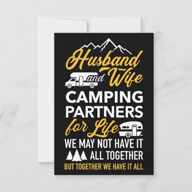 Husband And Wife Camping Partners RSVP Card (Front)