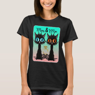 Husband And Wife Married Cat Couple Wedding T-Shirt