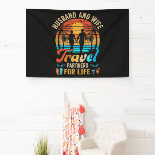 Husband and Wife Travel Partners for Life Beach Banner