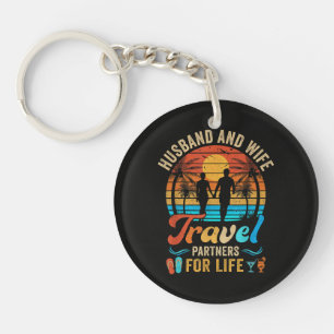 Husband and Wife Travel Partners for Life Beach Keychain