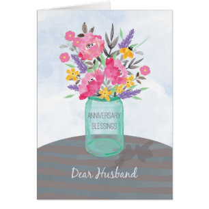Husband Anniversary Blessings Jar Vase with Flower