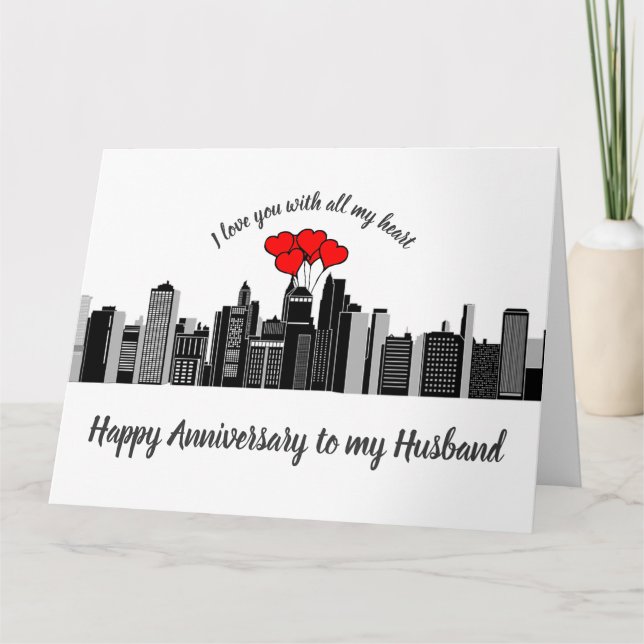 Husband Anniversary Love my Heart City Streets Card (Front)