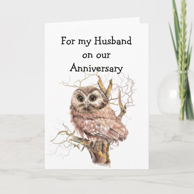 Husband Anniversary Owl always Love You Card (Front)