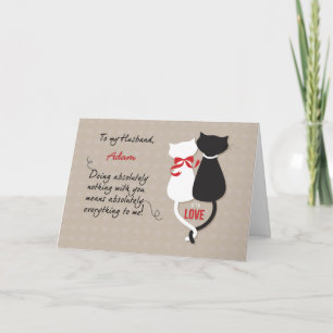 Husband Anniversary Personalize Love Cats Card