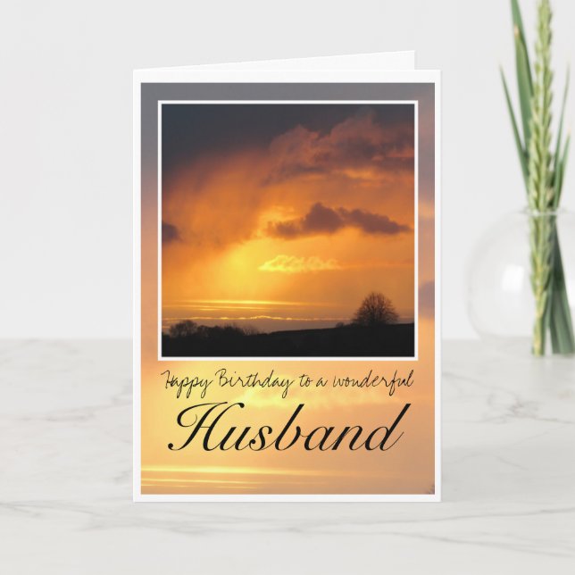 Husband Birthday, Bright Sun Behind Dark Clouds. Card (Front)