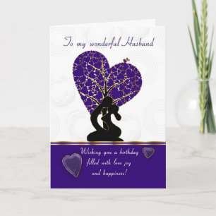 husband birthday card modern design, purple and wh