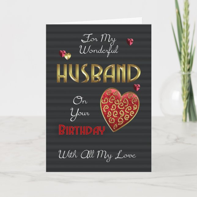 Husband, Birthday With Gold Effect Card (Front)