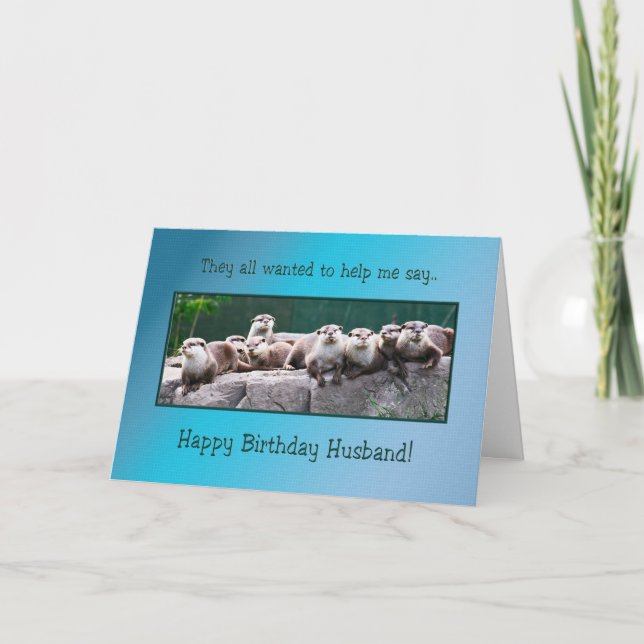 Husband Birthday with otters Card (Front)