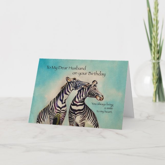Husband Birthday Zebras Card (Front)