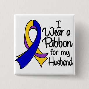 Husband - Bladder Cancer Ribbon 2 Inch Square Button