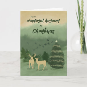 Husband Christmas Green Landscape with Tree Card