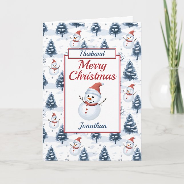 Husband Christmas Snowman Holiday Card (Front)