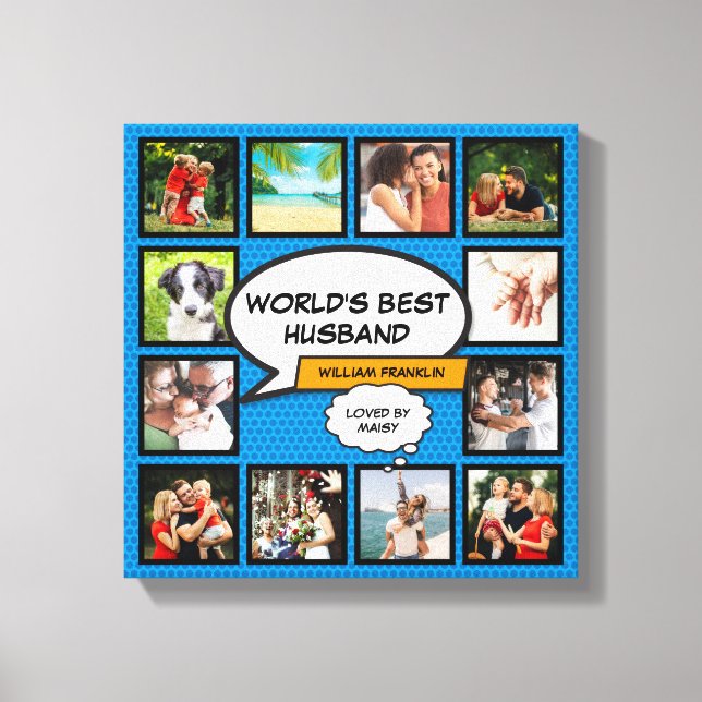 Husband Cool Modern Fun Comic Photo Collage  Canvas Print (Front)