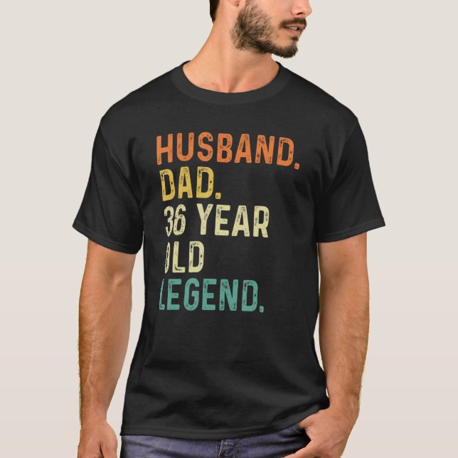 Husband Dad 36 Year Old Legend 36th Birthday Retro T-Shirt (Front)