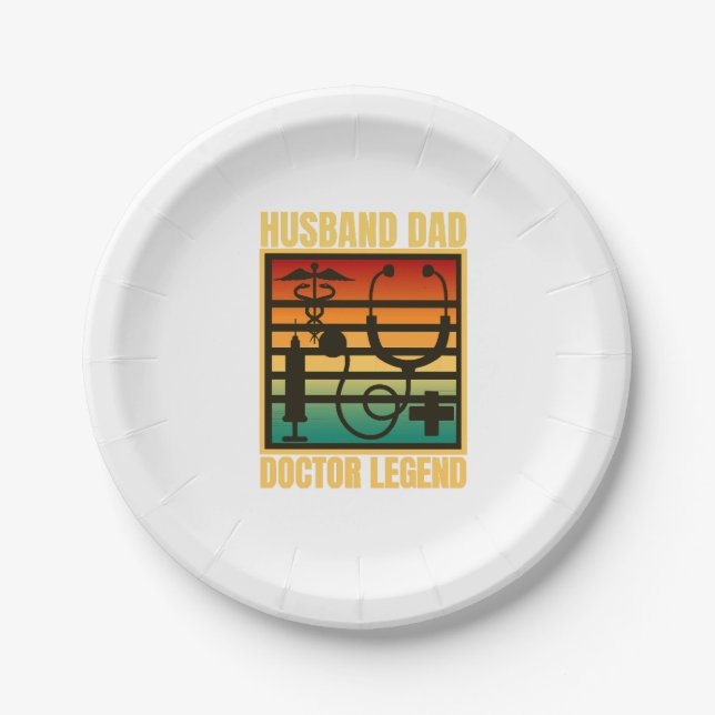 Husband Dad Doctor Legend Paper Plate (Front)