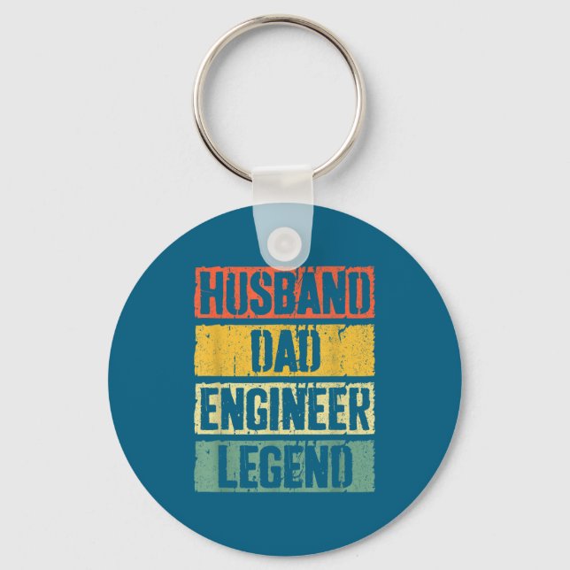 Husband Dad Engineer Legend Fathers Keychain (Front)