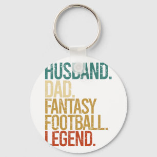 Husband Dad Fantasy Football Legend Funny Men Retr Keychain