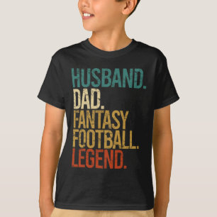 Husband Dad Fantasy Football Legend Funny Men Retr T-Shirt
