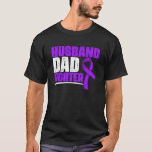 Husband Dad Fighter Lupus Purple Ribbon Lupus Awar T-Shirt