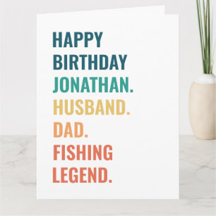Husband Dad Fishing Legend Custom Name Birthday Card