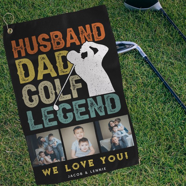 Husband, Dad, Golf Legend 3xPhoto Fathers Day Gift Towel (Creator Uploaded)