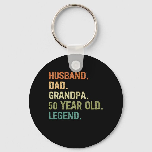 Husband dad grandpa 50 year old 50th birthday keychain (Front)