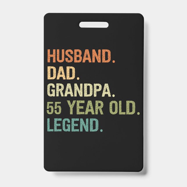 Husband dad grandpa 55 year old 55th birthday gift badge (Front)