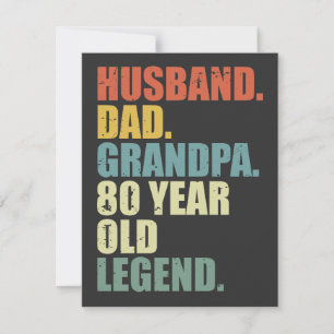 Husband Dad Grandpa 80 Year Old Legend 80 birthday Card