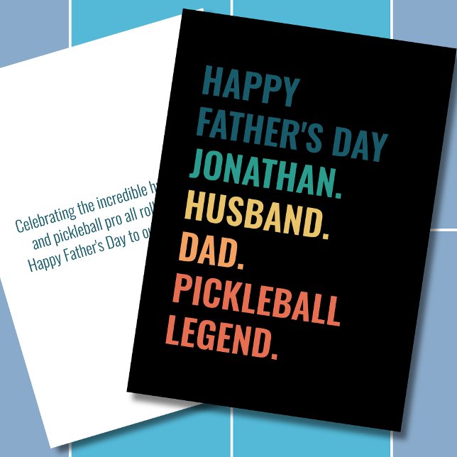 Husband Dad Pickleball Legend Custom Father's Day Holiday Card (All text is editable, change the name, occasion, recipient etc to personalize as required)