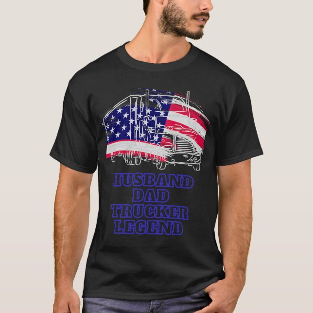Husband Dad Trucker Legend Father's Day 2023  1 T-Shirt (Front)