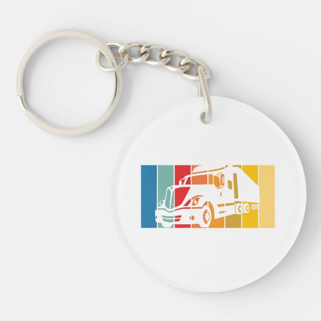 Husband Dad Trucker Legend Funny Truck Driver Truc Keychain (Front)