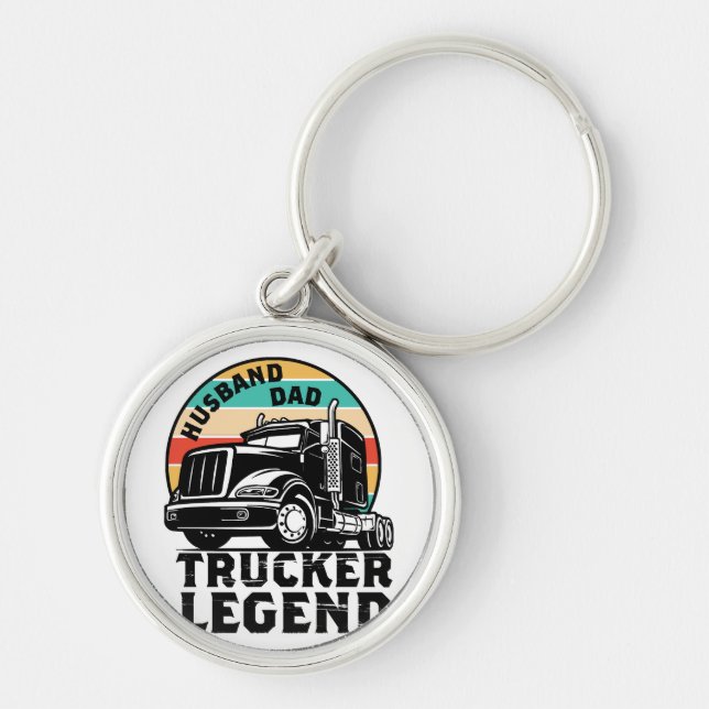 Husband Dad Trucker Legend Keychain (Front)
