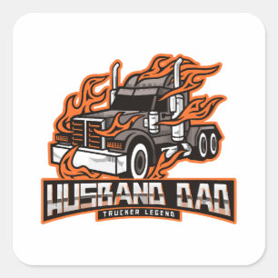 Husband Dad Trucker Legend  Square Sticker