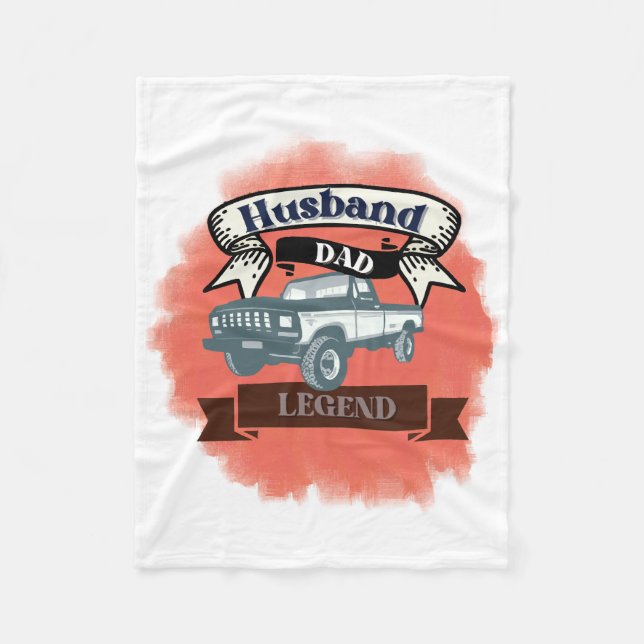 Husband Dad Trucker Legend The Ultimate All-in-One Fleece Blanket (Front)