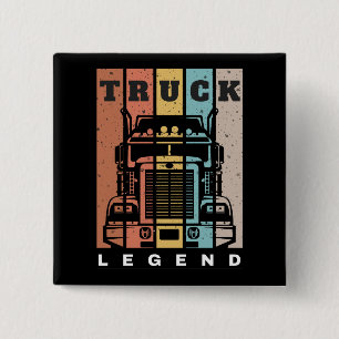 Husband Dad Trucker Legend Truck 2 Inch Square Button