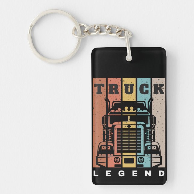 Husband Dad Trucker Legend Truck Keychain (Front)