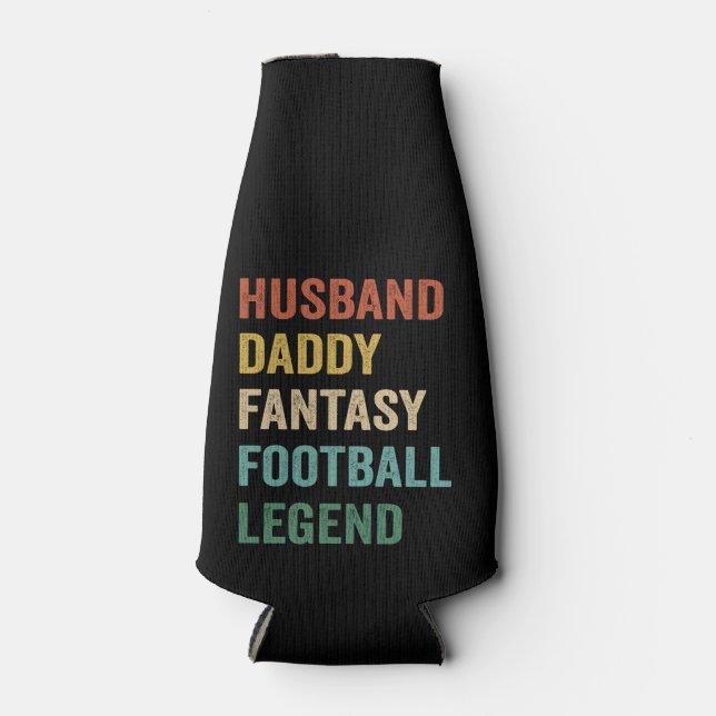 Husband Daddy Fantasy Football Legend Vintage Bottle Cooler (Front)