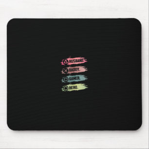 Husband Daddy Gamer Hero Funny Gaming Dad Father's Mouse Pad
