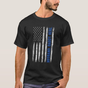 Husband Daddy Hero Blue Line Police Officer Dad Fa T-Shirt