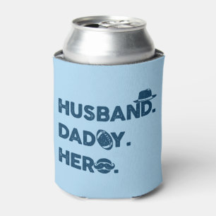 Husband. Daddy! Hero. Retro Graphic Can Cooler