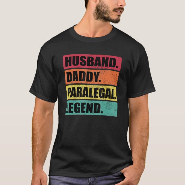Husband Daddy Paralegal Legend Retro Father's Day T-Shirt (Front)