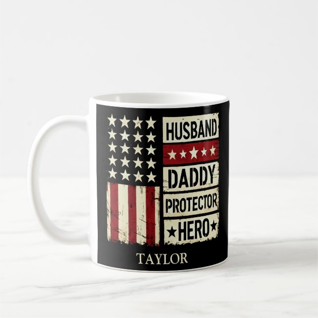 Husband Daddy Protector Hero  Coffee Mug (Left)