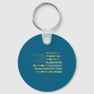 Husband Daddy Protector Hero Fathers Artwork Keychain