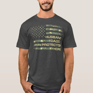 Husband Daddy Protector Hero Fathers Day Flag Gif T-Shirt