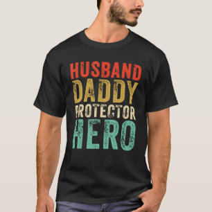 Husband Daddy Protector Hero Fathers Day Vintage T-Shirt