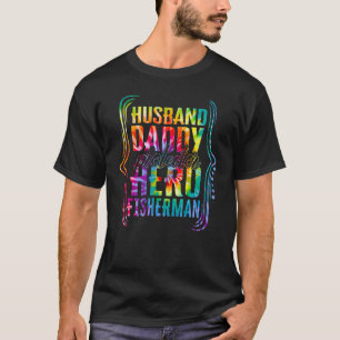 Husband Daddy Protector Hero Fisherman Tie Dye Gol T-Shirt
