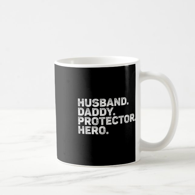 Husband Daddy Protector Hero Funny Dad Father Vint Coffee Mug (Right)