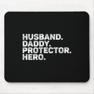Husband Daddy Protector Hero Funny Dad Father Vint Mouse Pad