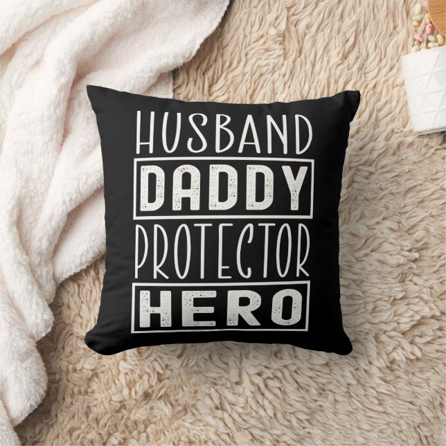 Husband Daddy Protector Hero Veteran Dad  Throw Pillow (Blanket)
