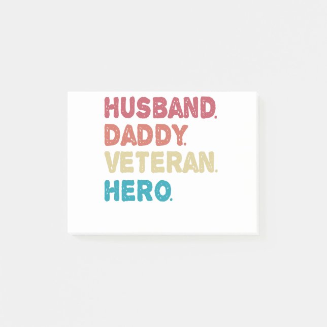 Husband daddy Veteran hero Funny Cool Dad Retro Post-it Notes (Front)